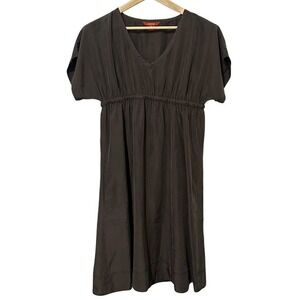 Sundance Brown Gray 100% Silk‎ Short Sleeve Waist Defined Mini Dress Womens 4